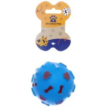 Игрушка-мячик д/собак средних и мелких пород "БЕГИ ЛОВИ"с пищалкой,d-7см, цв.голубой (1/12)