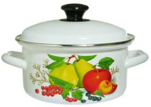 Кастрюля  2,3л цил. с/об с/дек (белая) эмаль(4)