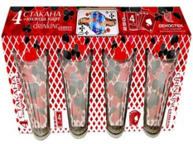 Подарочный набор 5пр."Гладкий" (4стак.-колода карт) (1/10)