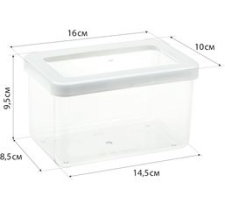 Емкость д/сыпуч.продуктов 1,1л СТЕП 16*10*9,5см Белый пласт.(1/12)