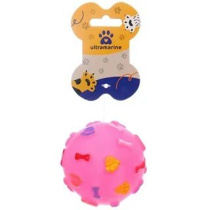 Игрушка-мячик д/собак средних и мелких пород "БЕГИ ЛОВИ" с пищалкой d-7см, цв. розовый (1/12)