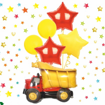 Воздушные шары  6 шт, "Весёлый грузовичок" (Грузовичок-77см ,45см,12"/24см,)(10/10)