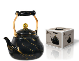 Чайник 2,8л Black marble (комб.ручка под золото, эмаль)(1/8)