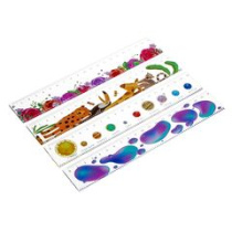 Линейка 20см, с цветным принтом, 21х3,3х0,2см, волнистая грань, пластик, 4 дизайна (1/50/2400)