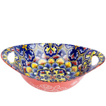 "Arabesque" Салатник овальный с ручками (красный) 22,5х15х6,5см (min8) (транспортная уп.)(8/48)