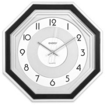 Часы настенные 33*33*4,3см ENERGY кварцевые восьмиугольные,пластик (1/10)