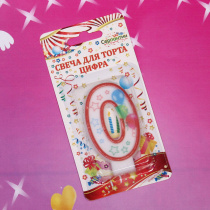 Свеча для торта Цифра Воздушные шары "0" 6 см (12/12)