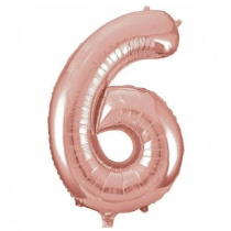 Шар фольгированный 32'/81см "Цифра 6" (розовое золото) (1/20)