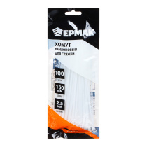 Хомут нейлоновый д/стяжки 2,5*150мм белый (100шт/уп) (10/10/500)