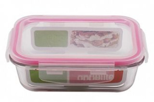 Контейнер 640мл прямоуг роз, ТМ Appetite пласт.кр.,стекло (1/24)