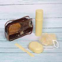 Набор банный дорожный 4шт "Traveler - Rose", (мочалка, футляр 2шт, расческа) (1/1)