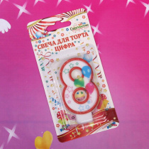 Свеча для торта Цифра Воздушные шары "8" 6 см (12/12)