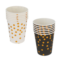 Набор стаканов одноразовых, 6 шт, 250 мл, бумага, черный, белый (12/240)