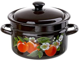 Кастрюля  5,0л цил. с/дек (корич) эмаль.(4)