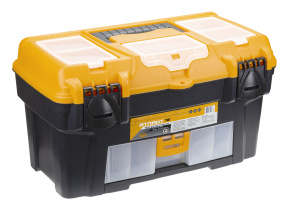 Ящик для инструментов АТЛАНТ 18" черн с желт. (с консолью и секциями) пласт.(1/6)