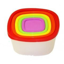 Набор контейнеров 5пр BioFresh (0,23л, 0,5л, 09л, 1,55л. 2.65л) квадратный микс пластик(1/18)