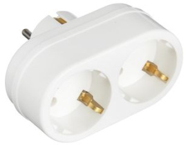 Разветвитель 2 гнезда,евро,с заземл.,16А,250В,белый (1/50)