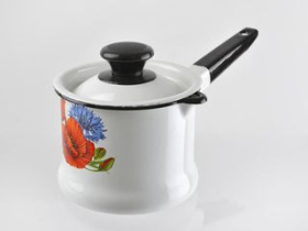 Ковш 1,0л с/кр Вишневый сад (белая) эмаль(8)