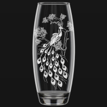 Ваза для цветов "Павлин" h=26см (гравировка с напылением) стекло(1/6)