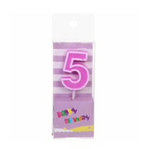 Свеча для торта Цифра Яркий праздник "5" 7,5 см (1/60)