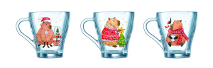 Кружка 250мл "Грация" Новогодняя Капибара (стекло) (20/1200)