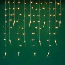 Гирлянда эл. бахрома с сосульками 2.5x0.3х0.5x0.7м, 80LED,шампань, пост свеч,ПВХ проз,220В СНОУ БУМ 