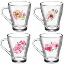 Кружка 250мл "Грация" Акварельные цветы (4в) стекло(20/1200)