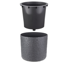 Кашпо СЛАНЕЦ  D200мм 3,4л с вставкой Графитовый 