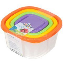 Набор контейнеров 4пр BioFresh (0,5л, 09л, 1,55л. 2.65л) квадр.микс пласт.(1/18)