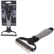 Расческа д/удаления колтунов "ПРЕМИУМ - МОЙ БРО",18*11.6см прорез.ручка, цв.серый/черн (1/12)