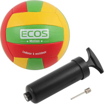 Мяч волейбольный ECOS MOTION VB105P и насос (№5, 3-цвет., машин.сшивка, ПВХ) (1/24)