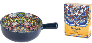 "Arabesque" Кокотница с ручкой (синий) 20,3х15,3х5,5см (подарочная упаковка)фарф.(1/36)