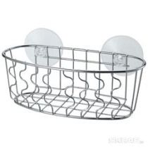 Корзинка для ванной комнаты 17,3*7*6,2см(хром,пласт.)(2присоски) ELINE (1/48)