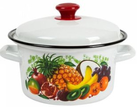 Кастрюля  3,0л цил. об, с/дек (белая) эмаль.(4)