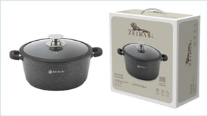 Кастрюля 3,0л с ст/кр Black(индукц.дно,силик.накл.,А/П)(литой алюм)  п/у (1/6)