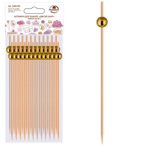 Шпажки для канапе "Диско-шар" (золото) 24шт, общая длина 12см(дерево,пласт.) (10/120)